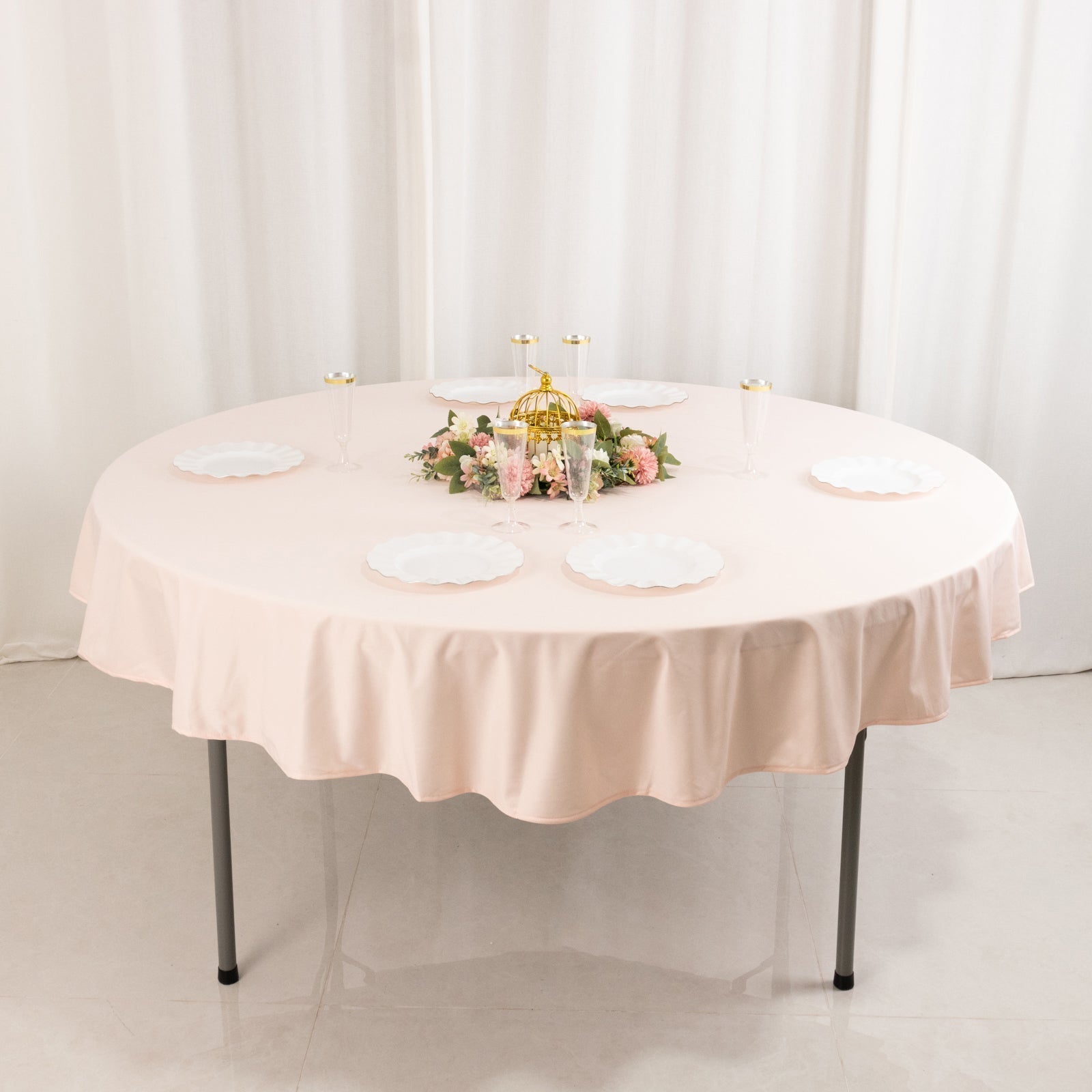 Scuba Round 70" Tablecloth Blush - Wrinkle Free & Stain Resistant Table Cover - Bell Racket Store