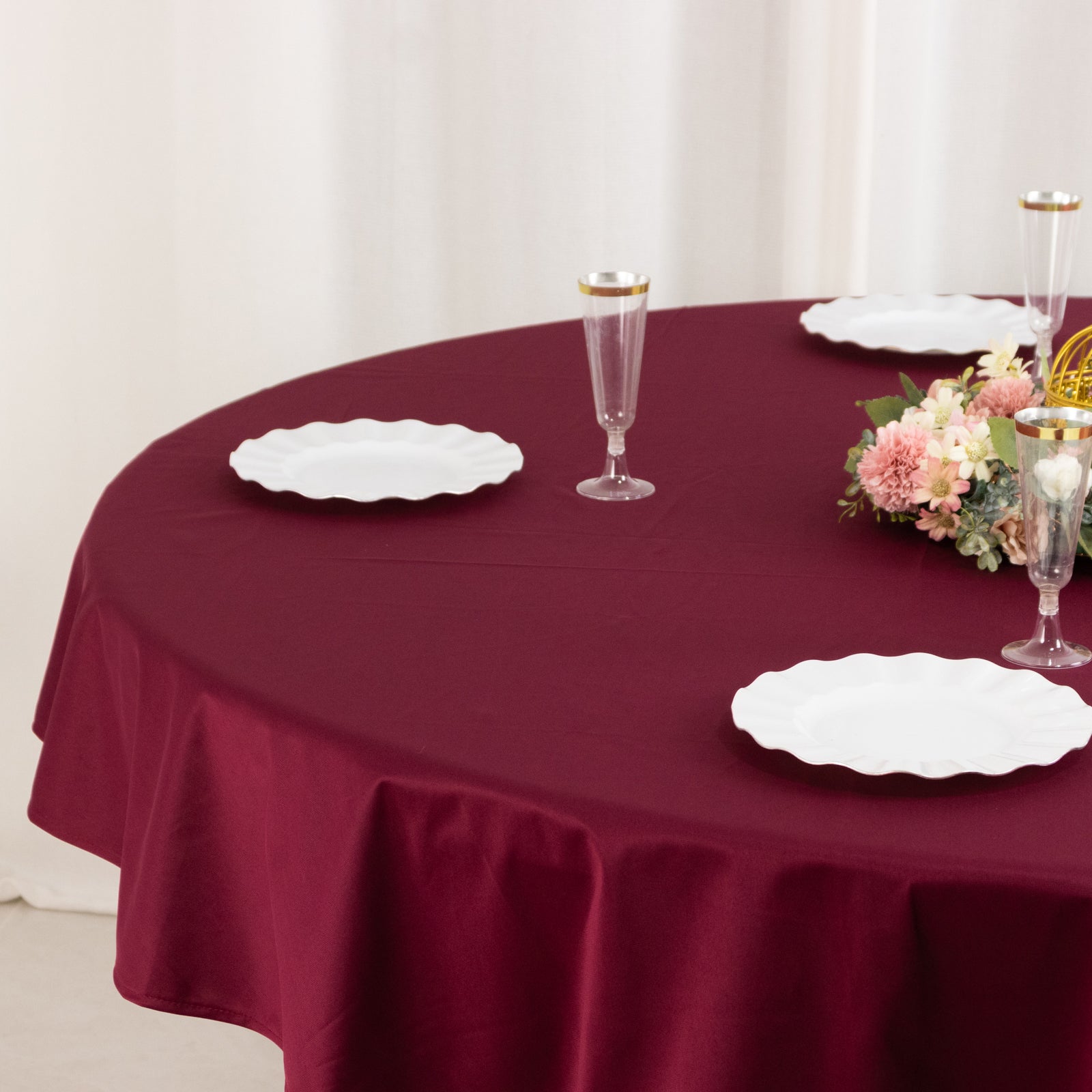 Scuba Round 70" Tablecloth Burgundy - Wrinkle Free & Stain Resistant Table Cover - Bell Racket Store