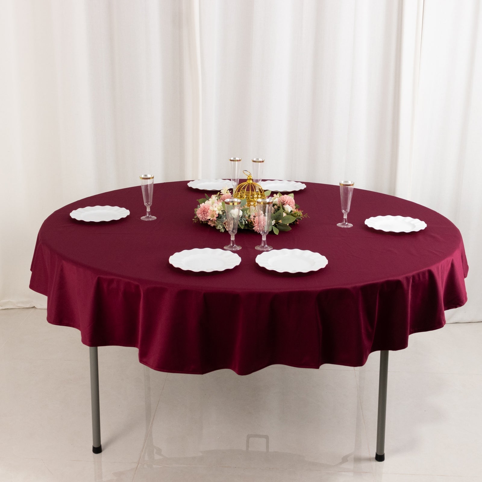 Scuba Round 70" Tablecloth Burgundy - Wrinkle Free & Stain Resistant Table Cover - Bell Racket Store