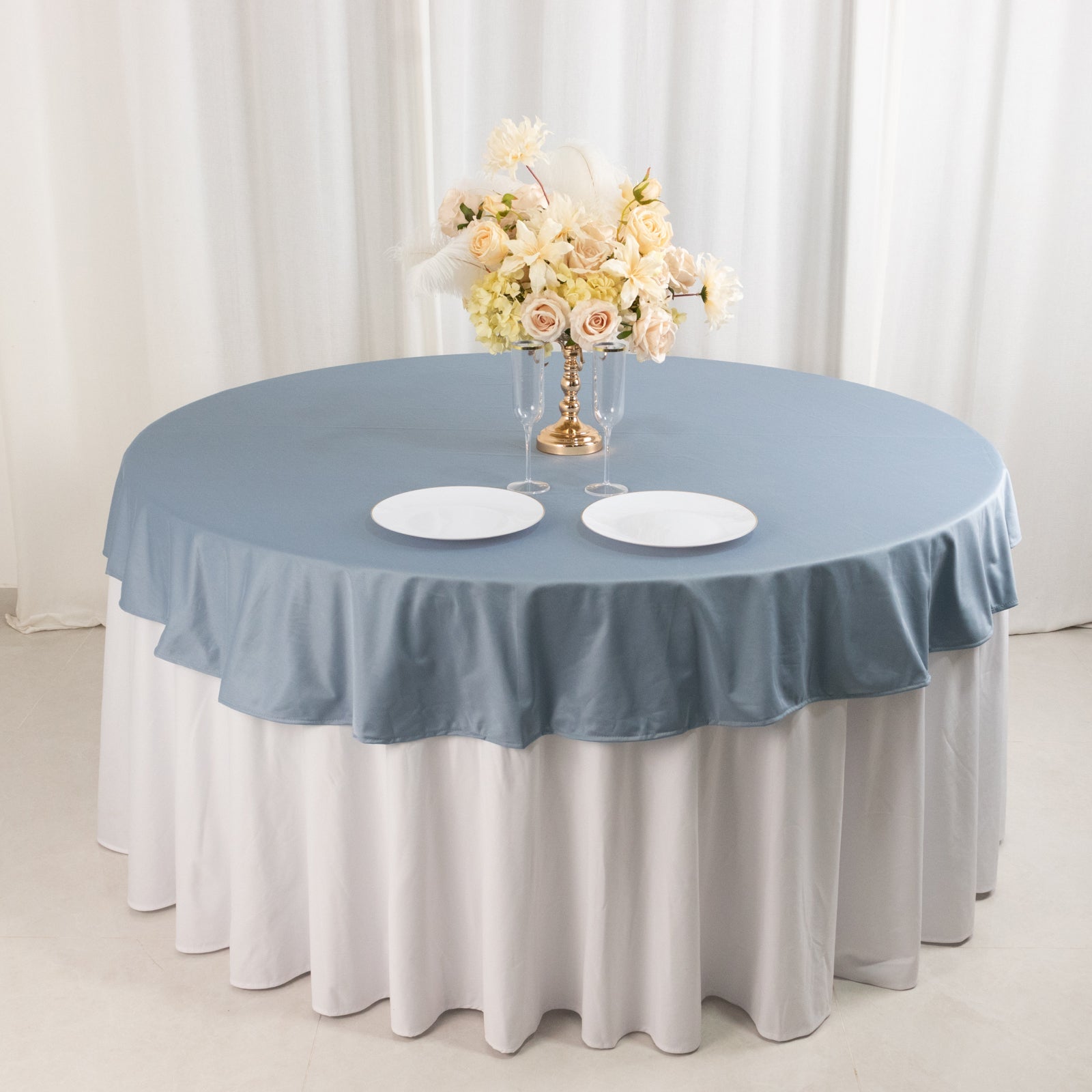Scuba Round 70" Tablecloth Dusty Blue - Wrinkle Free & Stain Resistant Table Cover - Bell Racket Store
