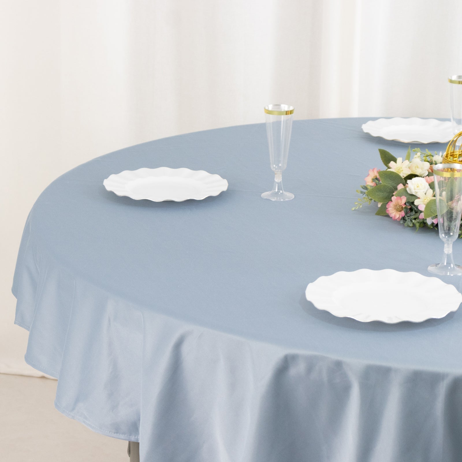 Scuba Round 70" Tablecloth Dusty Blue - Wrinkle Free & Stain Resistant Table Cover - Bell Racket Store