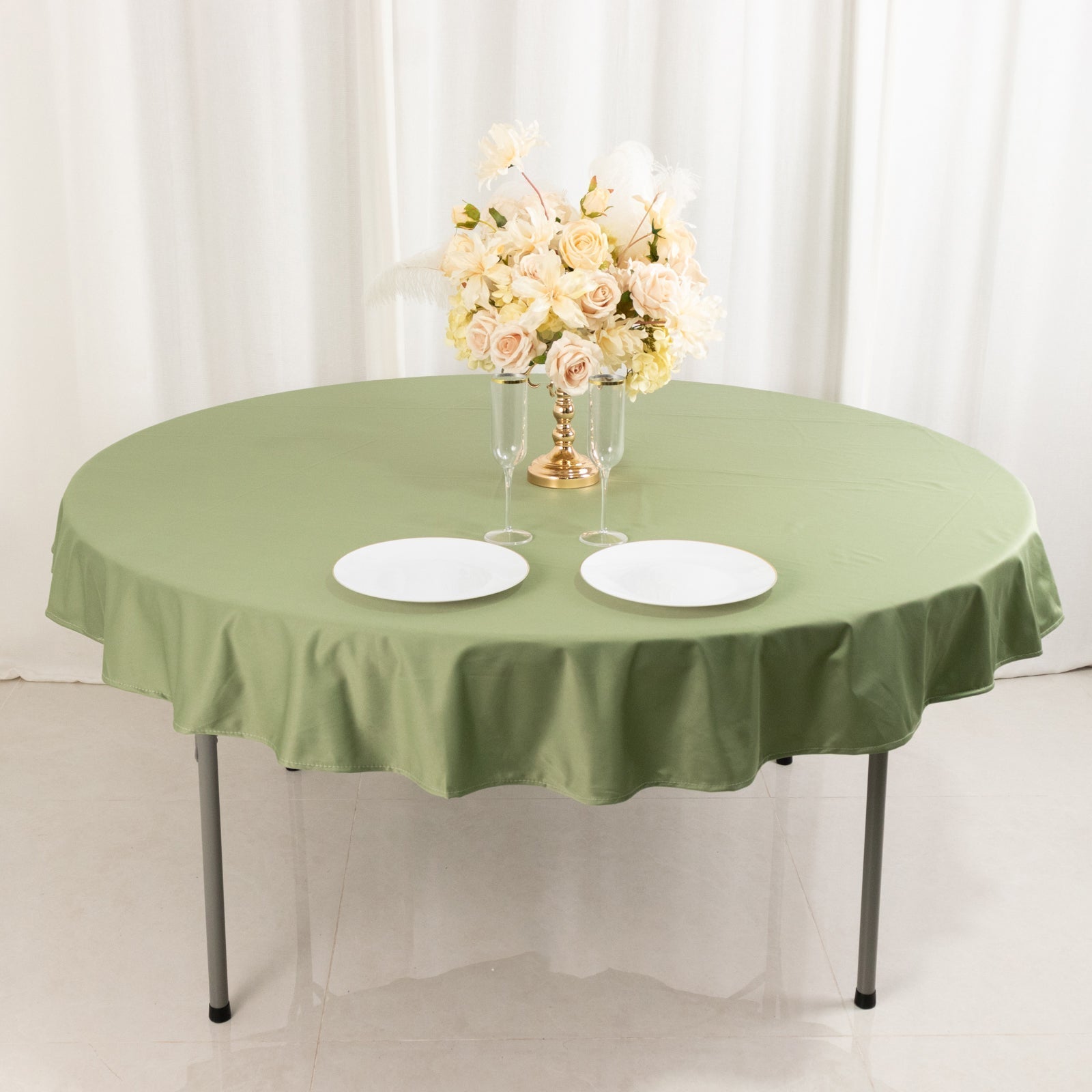 Scuba Round 70" Tablecloth Dusty Sage Green - Wrinkle Free & Stain Resistant Table Cover - Bell Racket Store