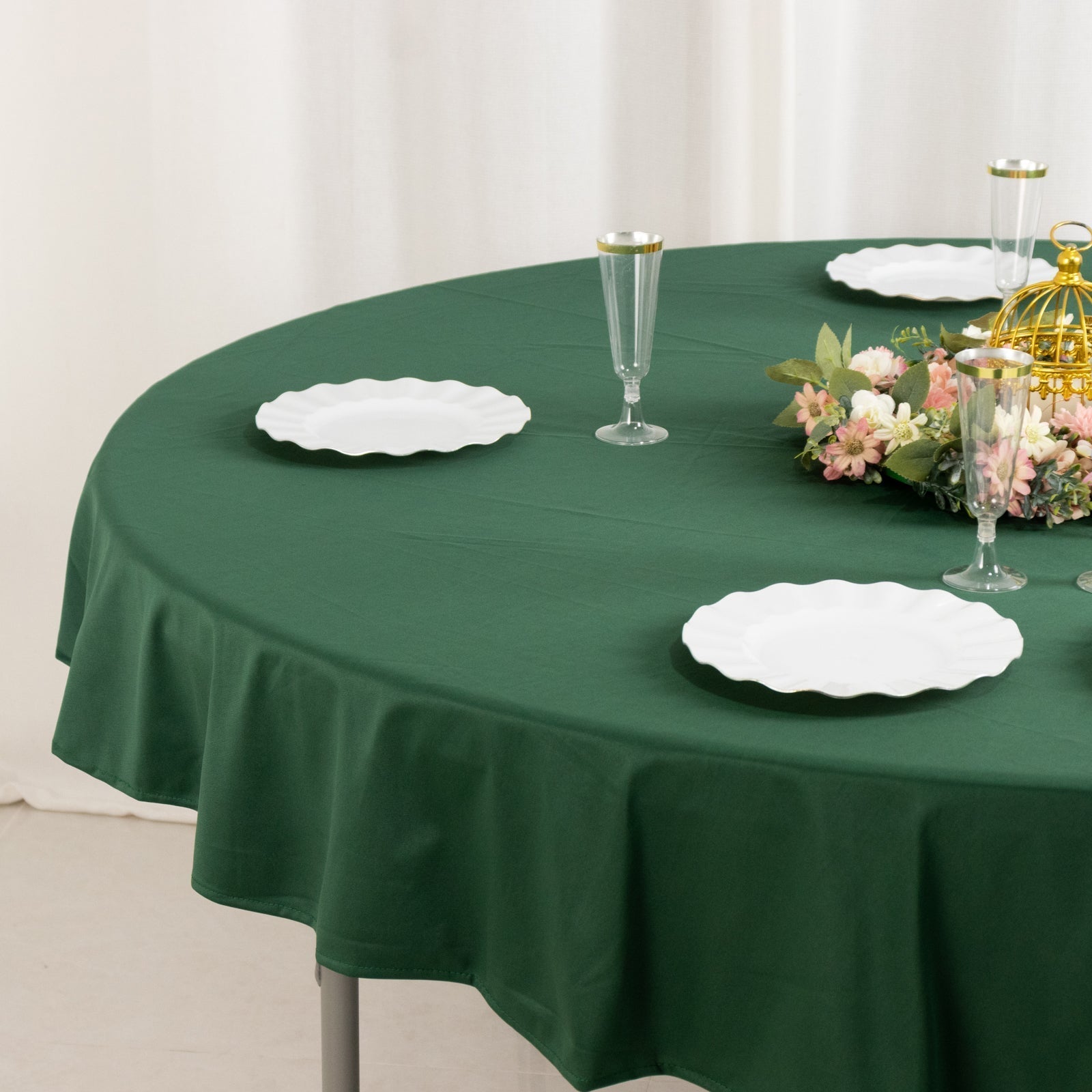 Scuba Round 70" Tablecloth Hunter Emerald Green - Wrinkle Free & Stain Resistant Table Cover - Bell Racket Store