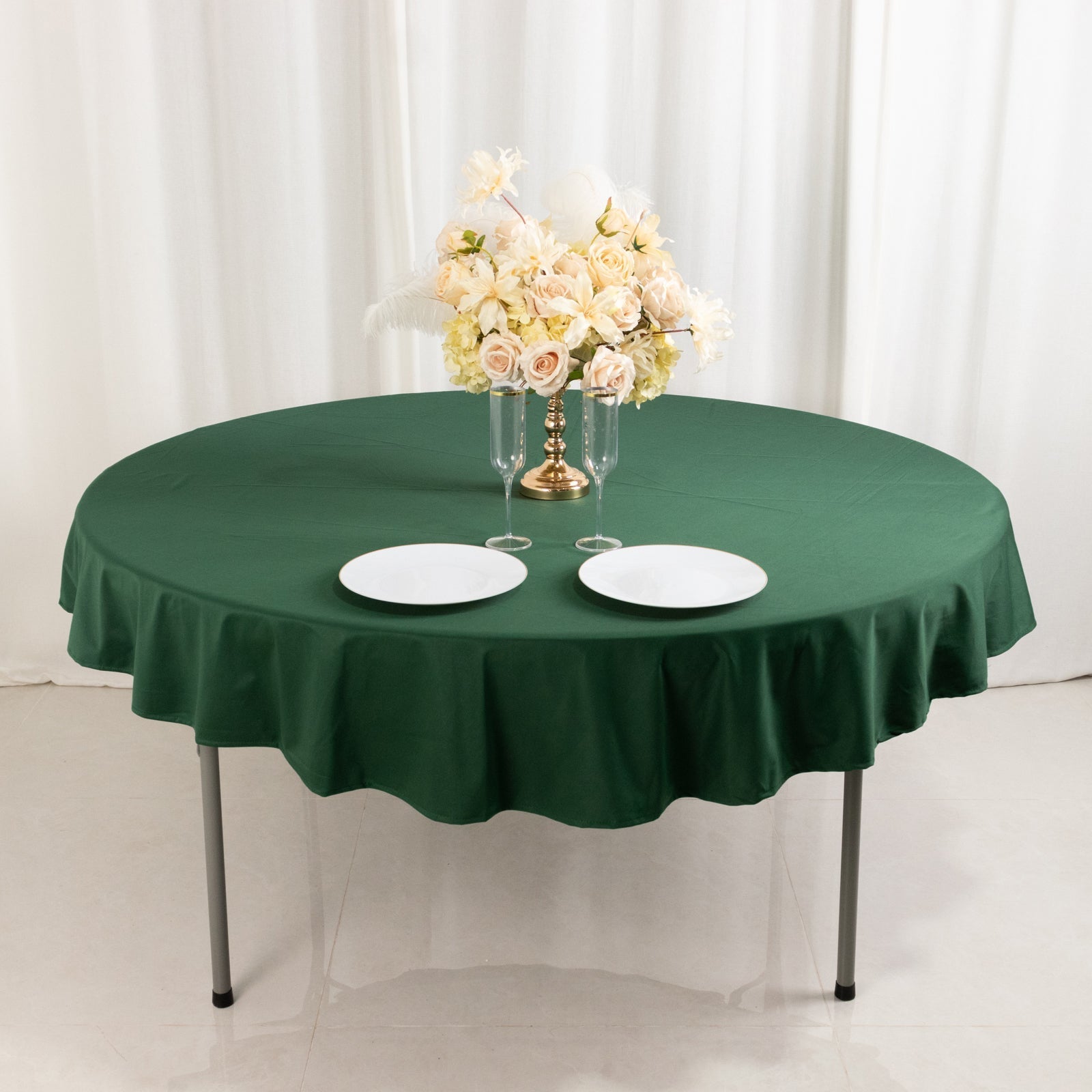 Scuba Round 70" Tablecloth Hunter Emerald Green - Wrinkle Free & Stain Resistant Table Cover - Bell Racket Store