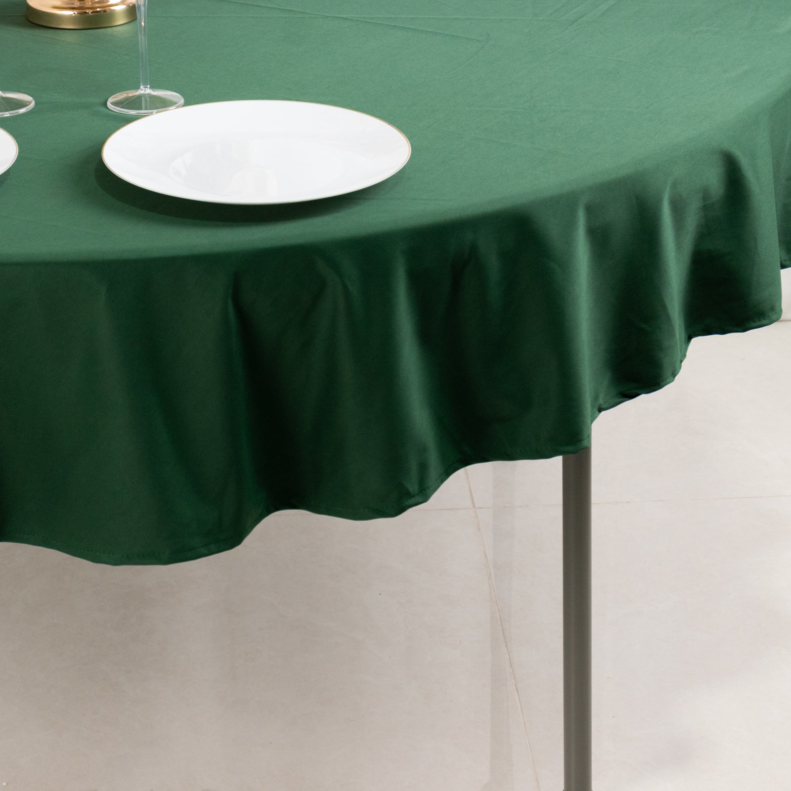 Scuba Round 70" Tablecloth Hunter Emerald Green - Wrinkle Free & Stain Resistant Table Cover - Bell Racket Store