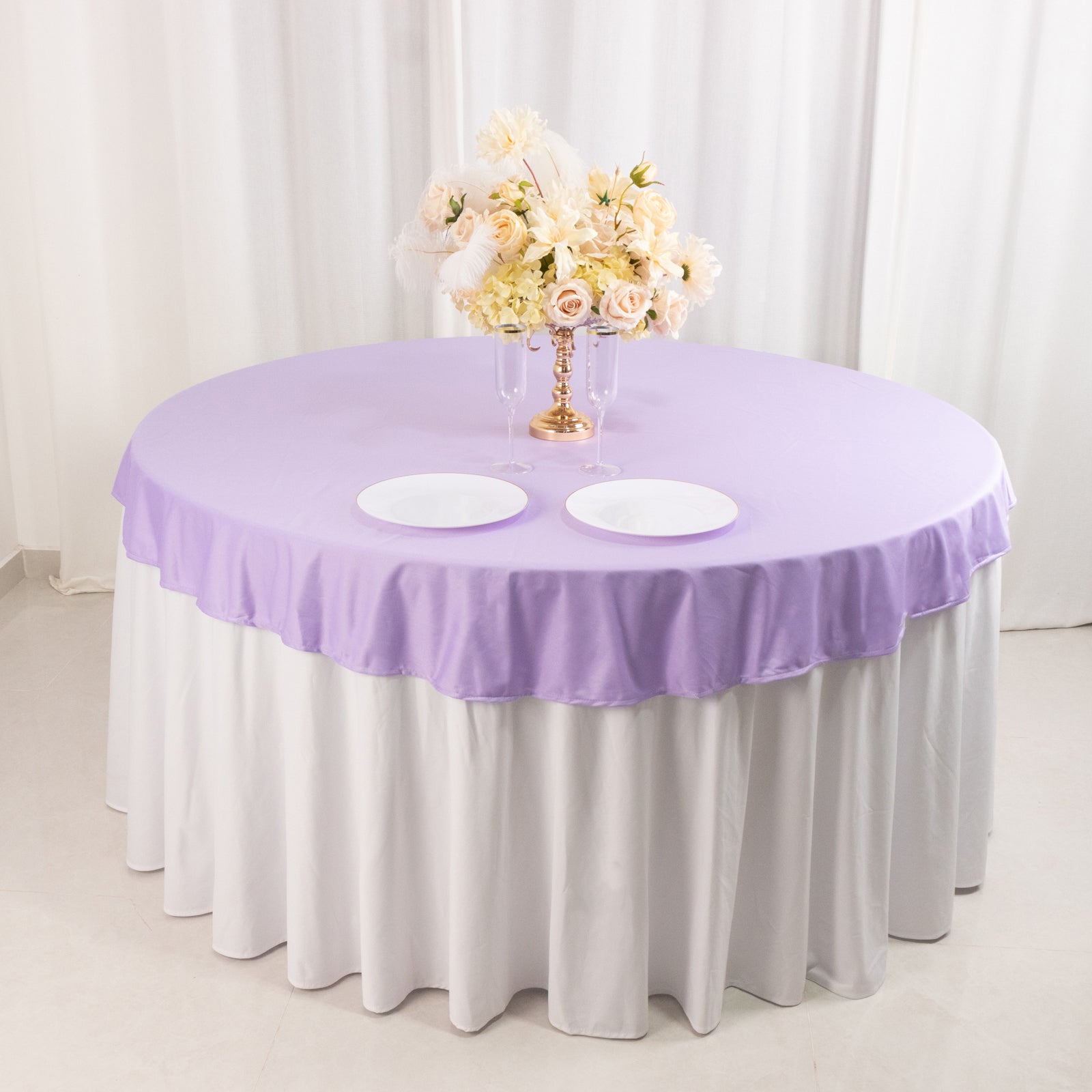 Scuba Round 70" Tablecloth Lavender Lilac - Wrinkle Free & Stain Resistant Table Cover - Bell Racket Store
