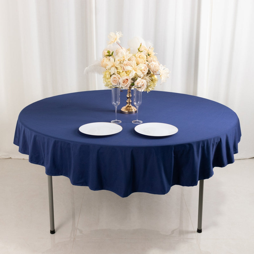 Scuba Round 70" Tablecloth Navy Blue - Wrinkle Free & Stain Resistant Table Cover - Bell Racket Store