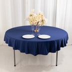 Scuba Round 70" Tablecloth Navy Blue - Wrinkle Free & Stain Resistant Table Cover - Bell Racket Store