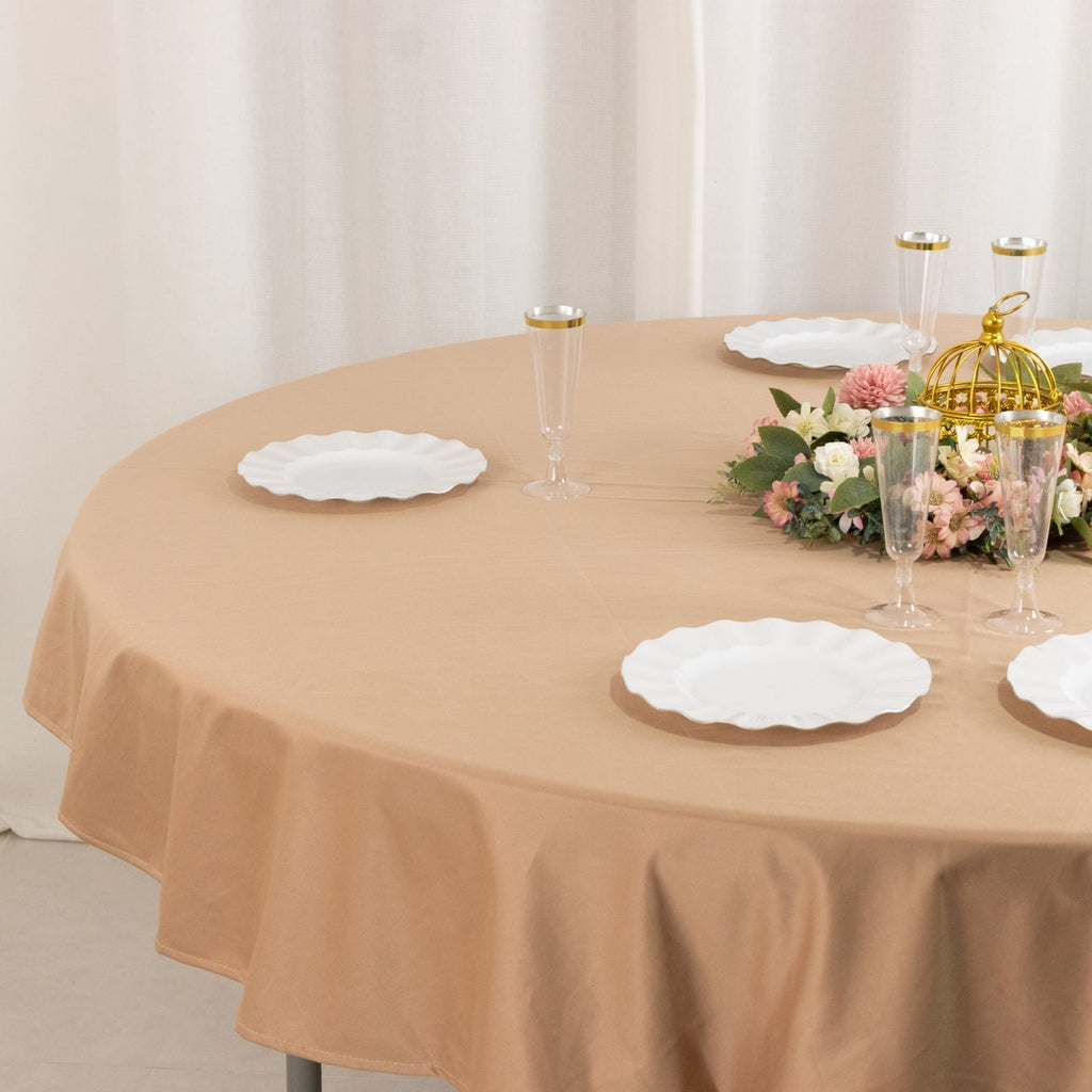 Scuba Round 70" Tablecloth Nude - Wrinkle Free & Stain Resistant Table Cover - Bell Racket Store