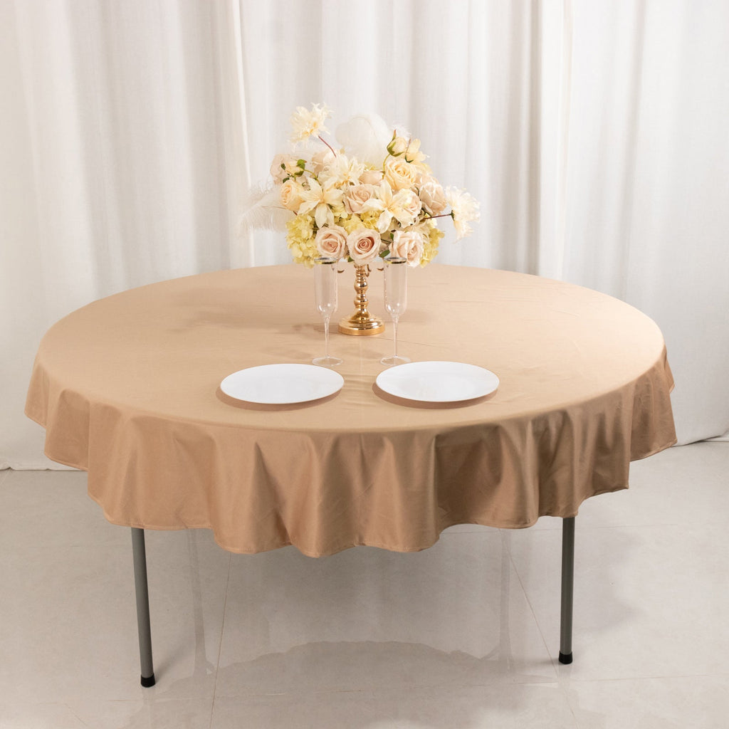 Scuba Round 70" Tablecloth Nude - Wrinkle Free & Stain Resistant Table Cover - Bell Racket Store