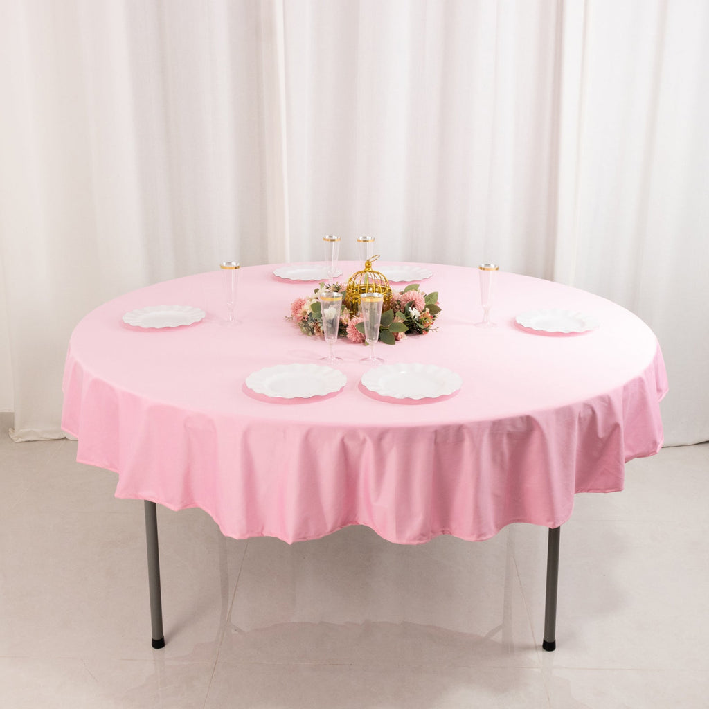 Scuba Round 70" Tablecloth Pink - Wrinkle Free & Stain Resistant Table Cover - Bell Racket Store