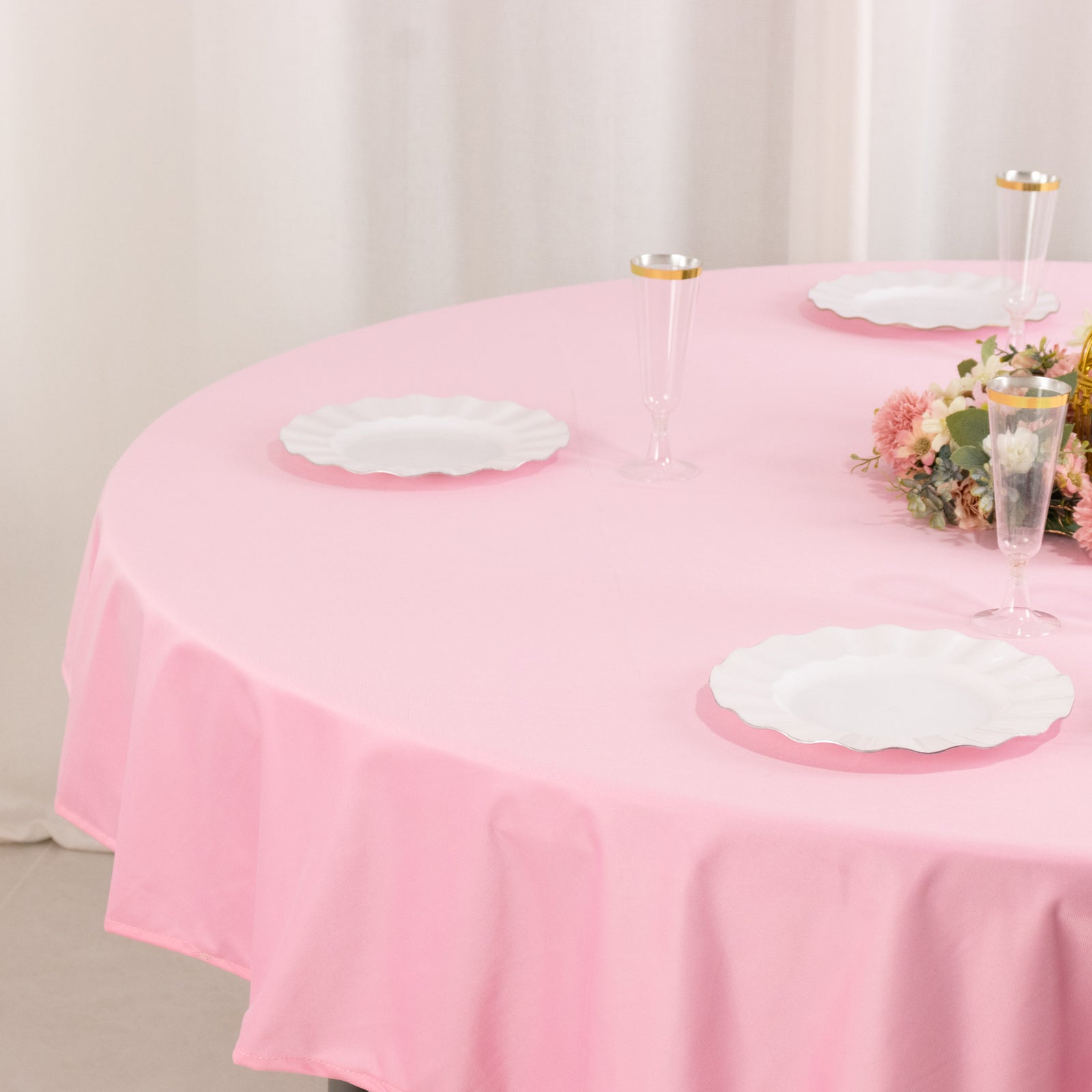 Scuba Round 70" Tablecloth Pink - Wrinkle Free & Stain Resistant Table Cover - Bell Racket Store