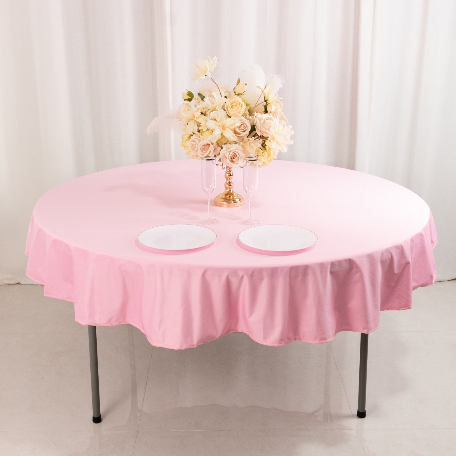 Scuba Round 70" Tablecloth Pink - Wrinkle Free & Stain Resistant Table Cover - Bell Racket Store