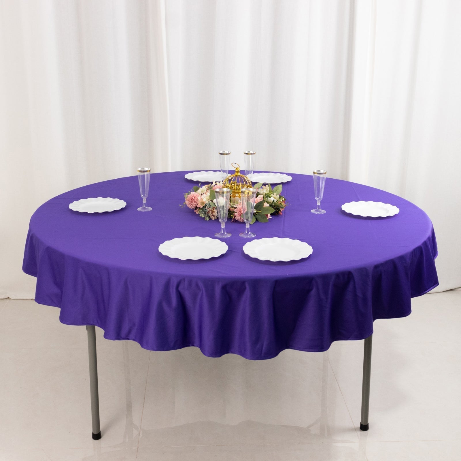 Scuba Round 70" Tablecloth Purple - Wrinkle Free & Stain Resistant Table Cover - Bell Racket Store