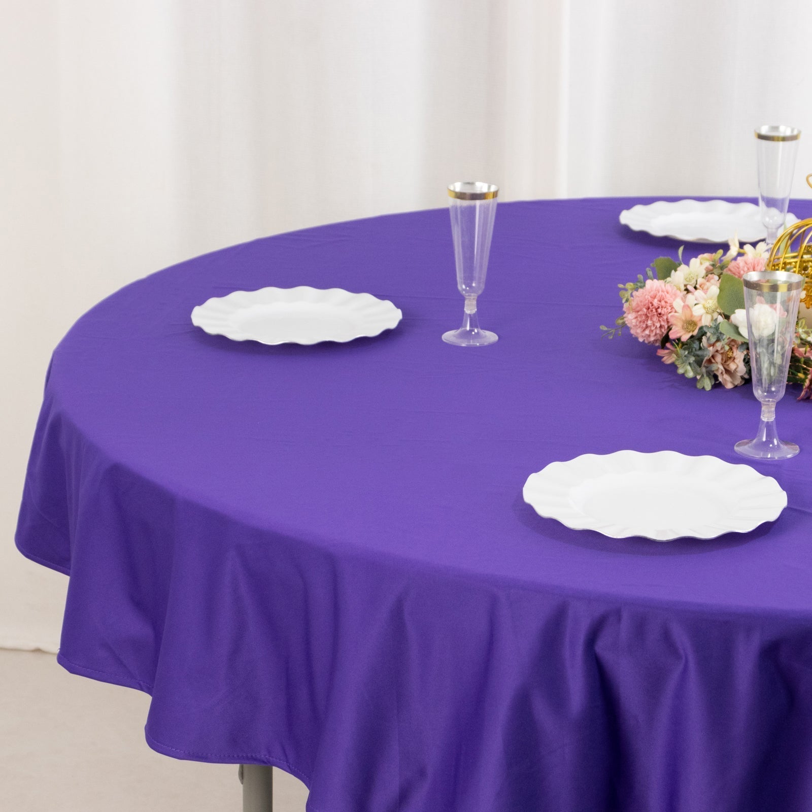 Scuba Round 70" Tablecloth Purple - Wrinkle Free & Stain Resistant Table Cover - Bell Racket Store