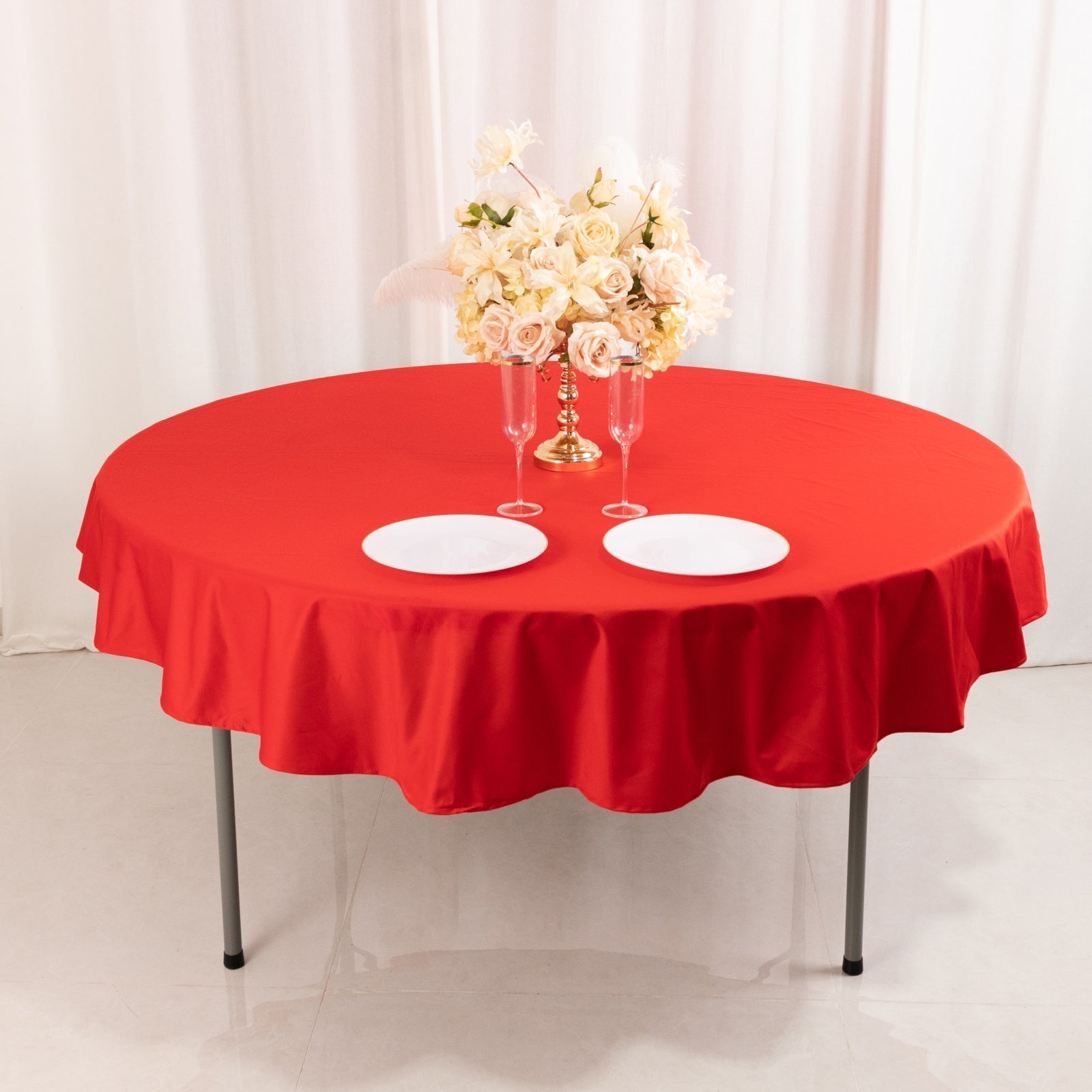 Scuba Round 70" Tablecloth Red - Wrinkle Free & Stain Resistant Table Cover - Bell Racket Store