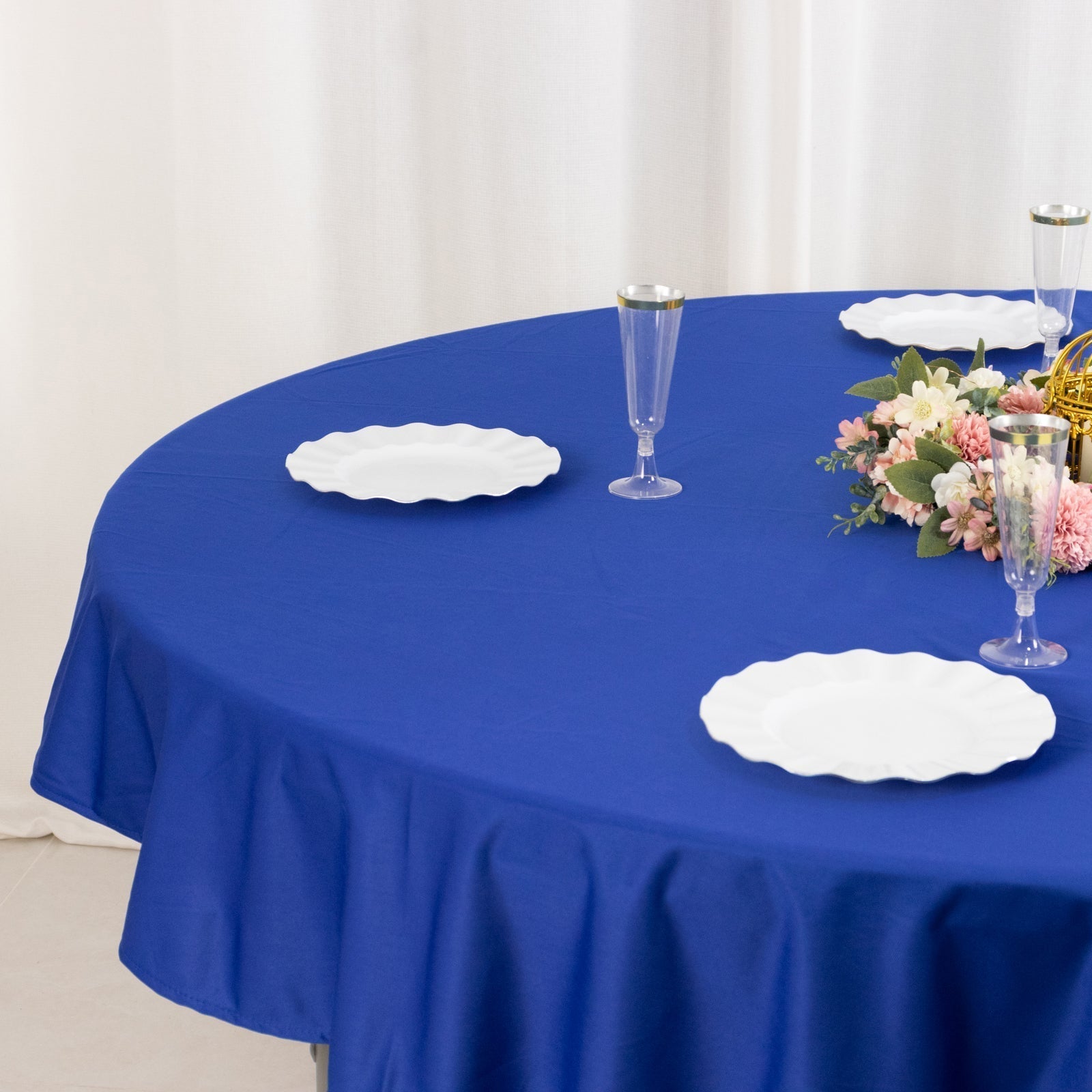 Scuba Round 70" Tablecloth Royal Blue - Wrinkle Free & Stain Resistant Table Cover - Bell Racket Store
