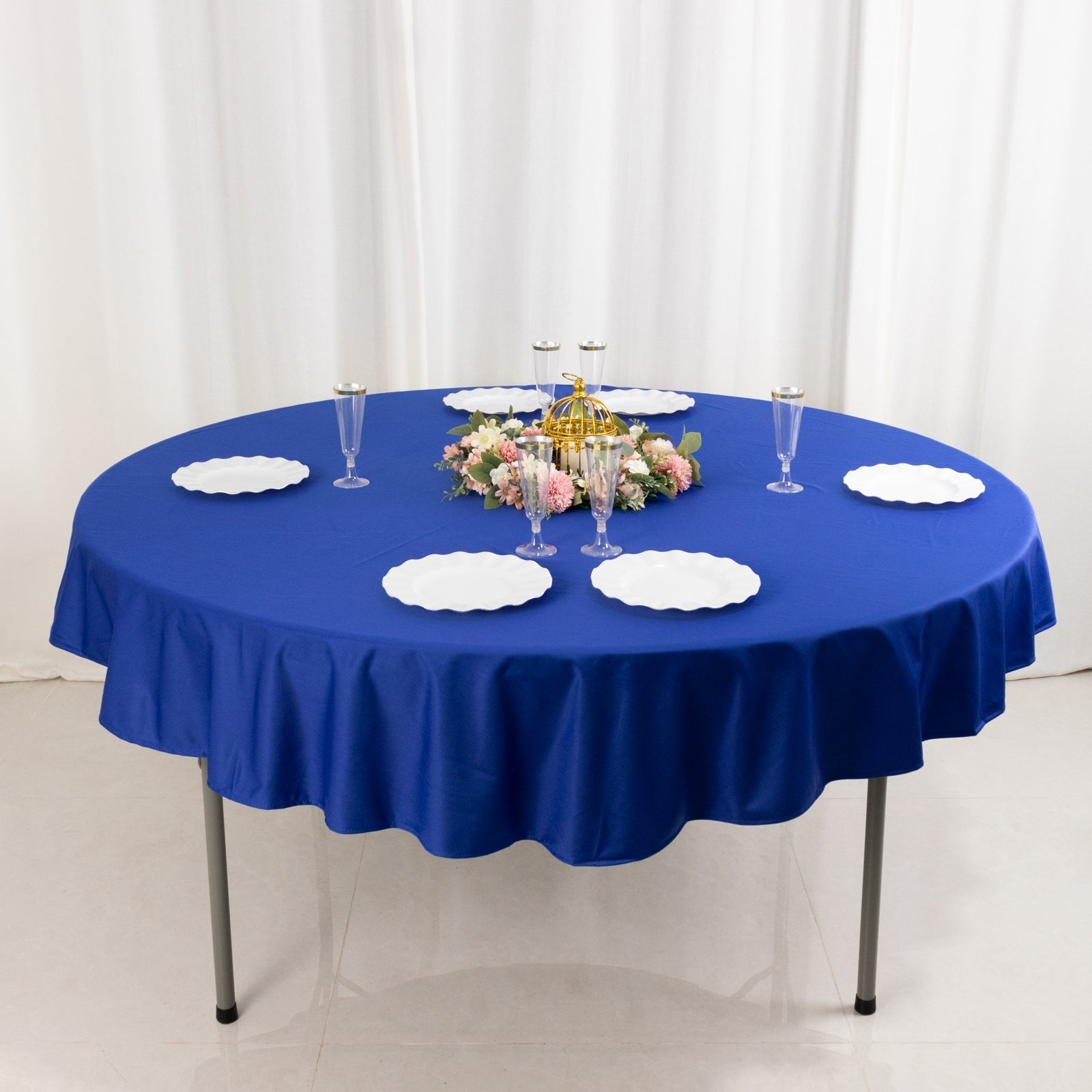 Scuba Round 70" Tablecloth Royal Blue - Wrinkle Free & Stain Resistant Table Cover - Bell Racket Store