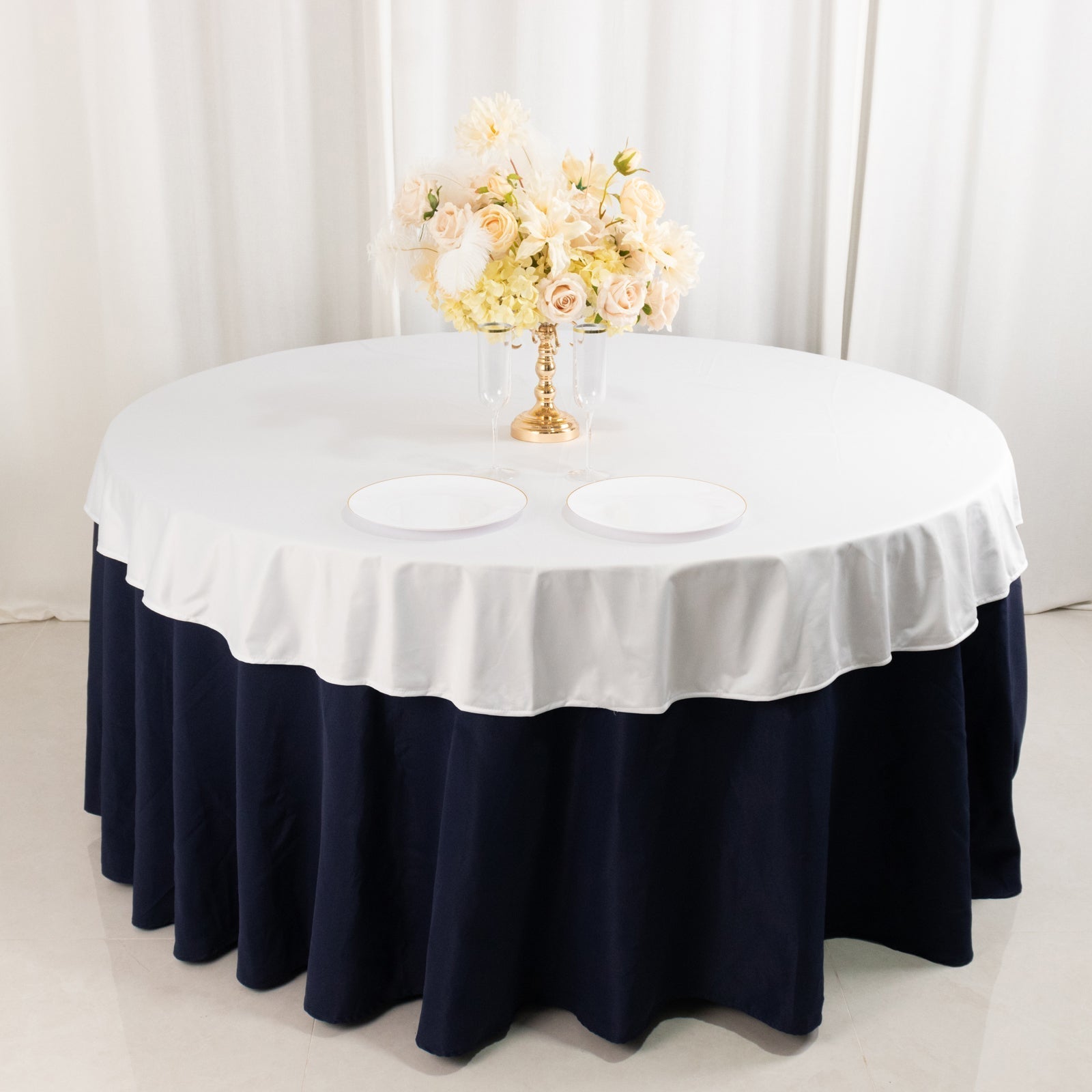 Scuba Round 70" Tablecloth White - Wrinkle Free & Stain Resistant Table Cover for Weddings and Banquets - Bell Racket Store