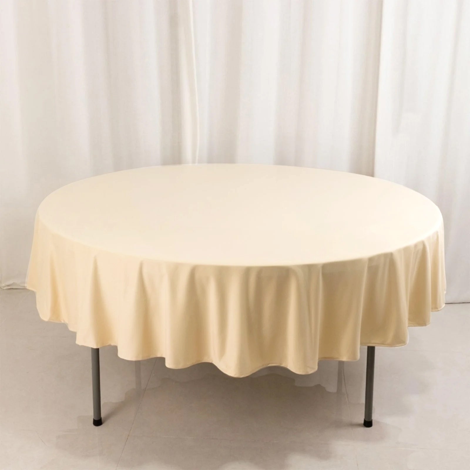Scuba Round 90" Tablecloth Beige - Wrinkle Free & Stain Resistant Table Cover - Bell Racket Store