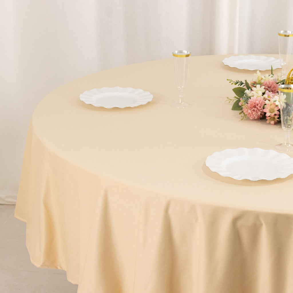 Scuba Round 90" Tablecloth Beige - Wrinkle Free & Stain Resistant Table Cover - Bell Racket Store