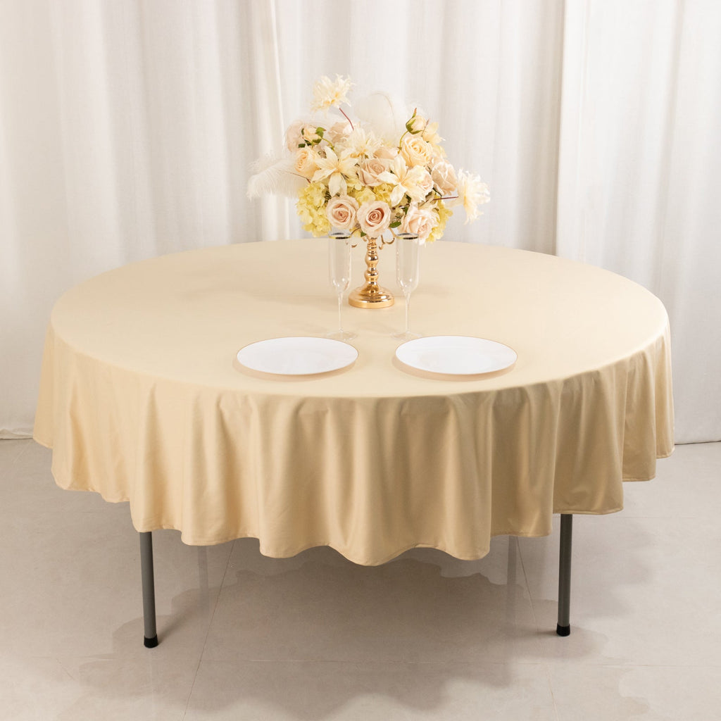 Scuba Round 90" Tablecloth Beige - Wrinkle Free & Stain Resistant Table Cover - Bell Racket Store
