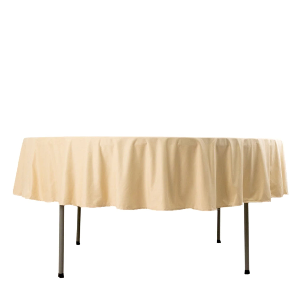 Scuba Round 90" Tablecloth Beige - Wrinkle Free & Stain Resistant Table Cover - Bell Racket Store