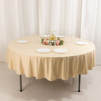 Scuba Round 90" Tablecloth Beige - Wrinkle Free & Stain Resistant Table Cover - Bell Racket Store