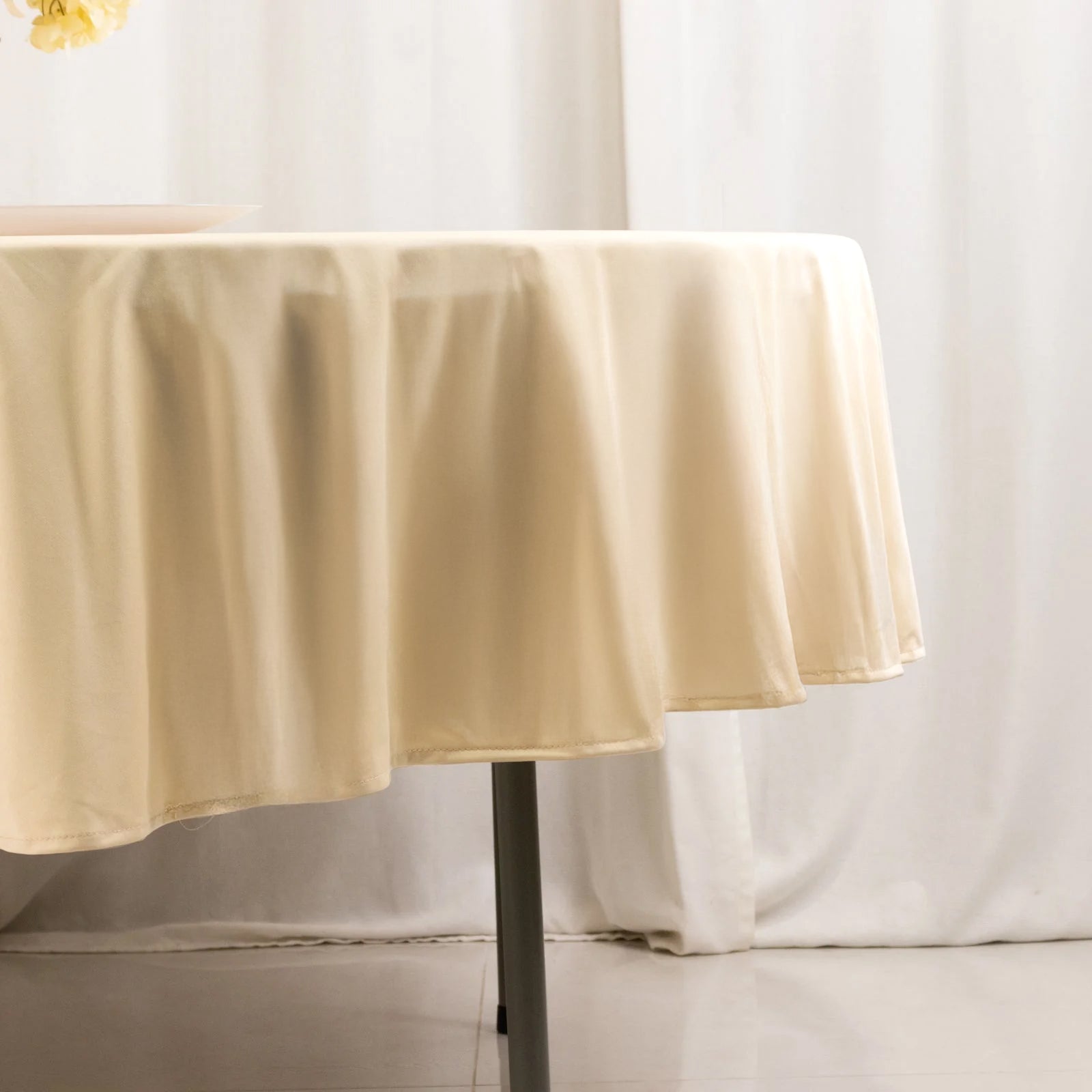 Scuba Round 90" Tablecloth Beige - Wrinkle Free & Stain Resistant Table Cover - Bell Racket Store