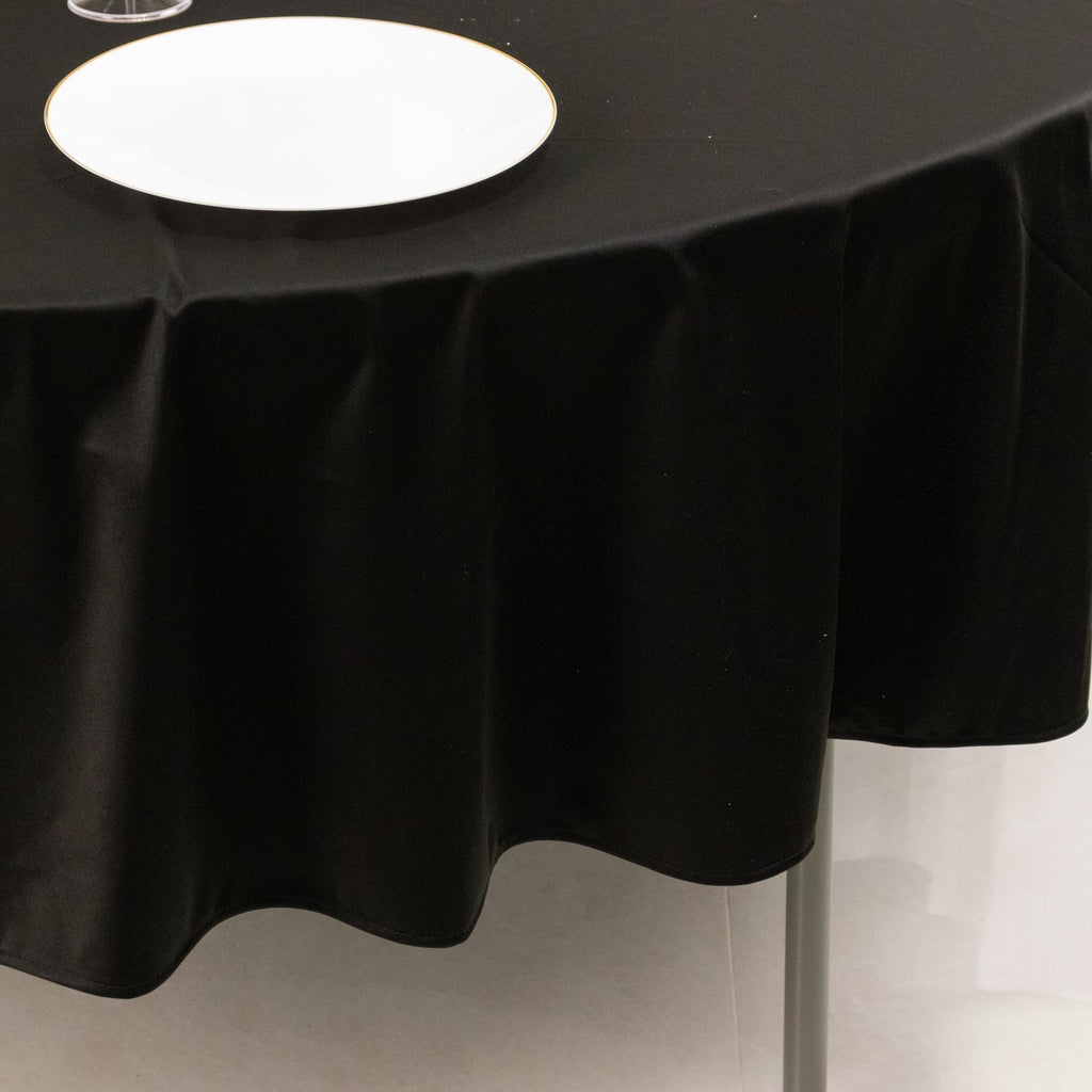 Scuba Round 90" Tablecloth Black - Wrinkle Free & Stain Resistant Table Cover for Weddings and Banquets - Bell Racket Store