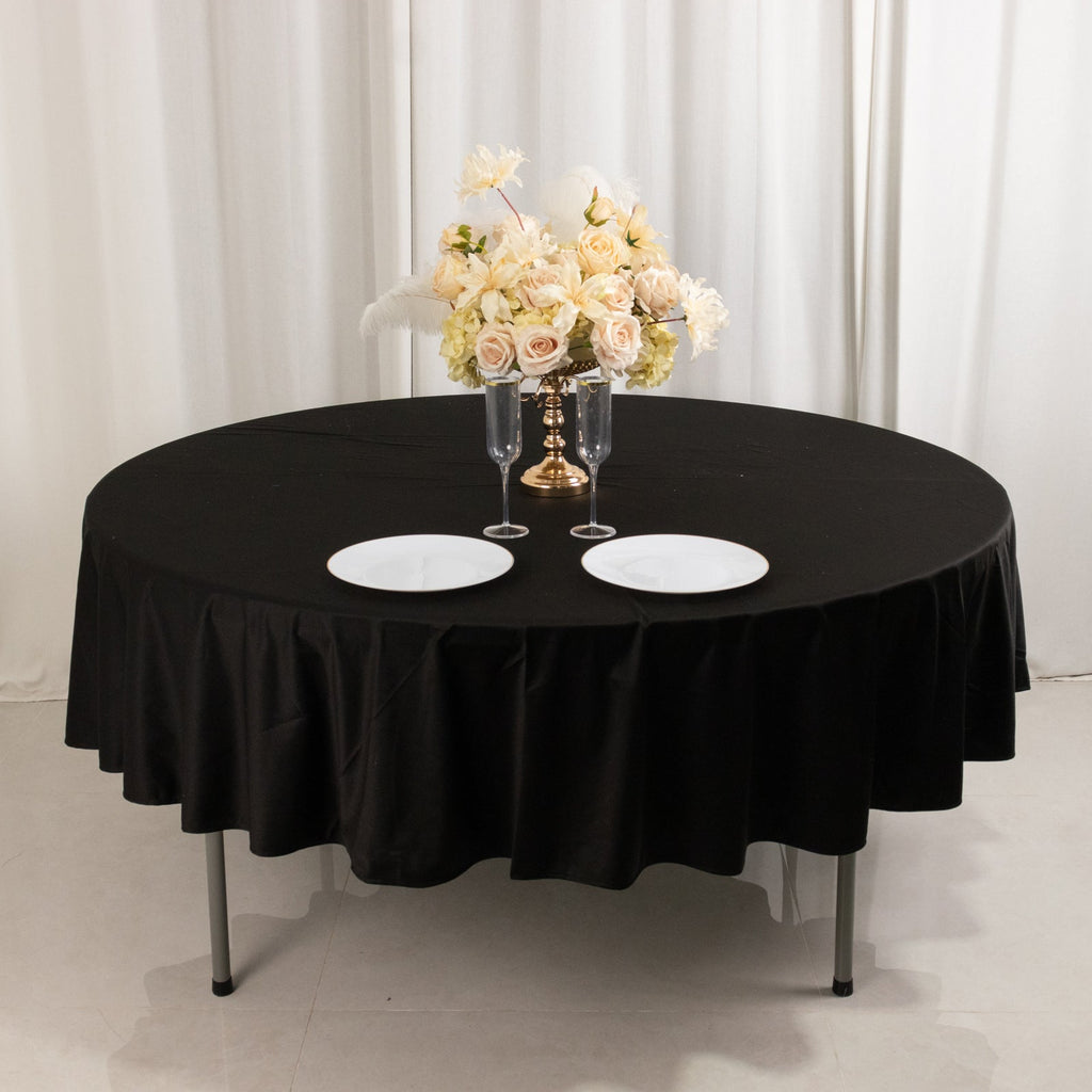 Scuba Round 90" Tablecloth Black - Wrinkle Free & Stain Resistant Table Cover for Weddings and Banquets - Bell Racket Store