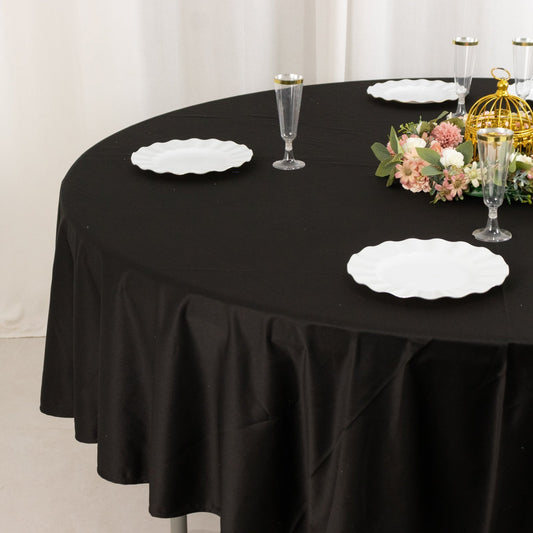 Scuba Round 90" Tablecloth Black - Wrinkle Free & Stain Resistant Table Cover for Weddings and Banquets - Bell Racket Store