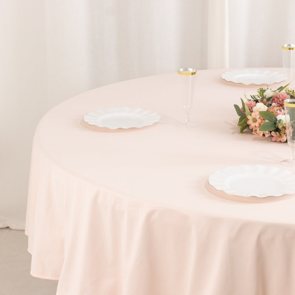 Scuba Round 90" Tablecloth Blush - Wrinkle Free & Stain Resistant Table Cover - Bell Racket Store