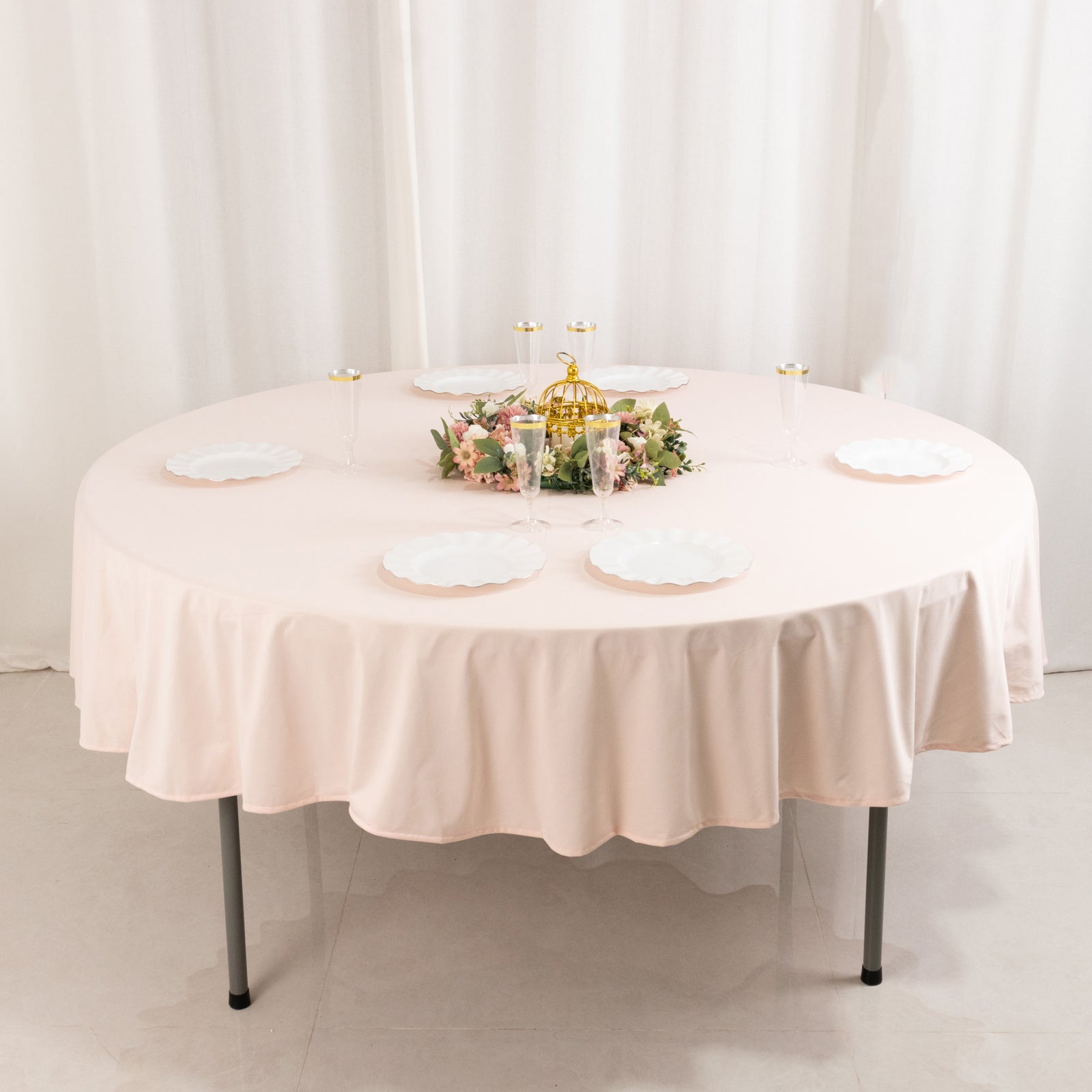 Scuba Round 90" Tablecloth Blush - Wrinkle Free & Stain Resistant Table Cover - Bell Racket Store