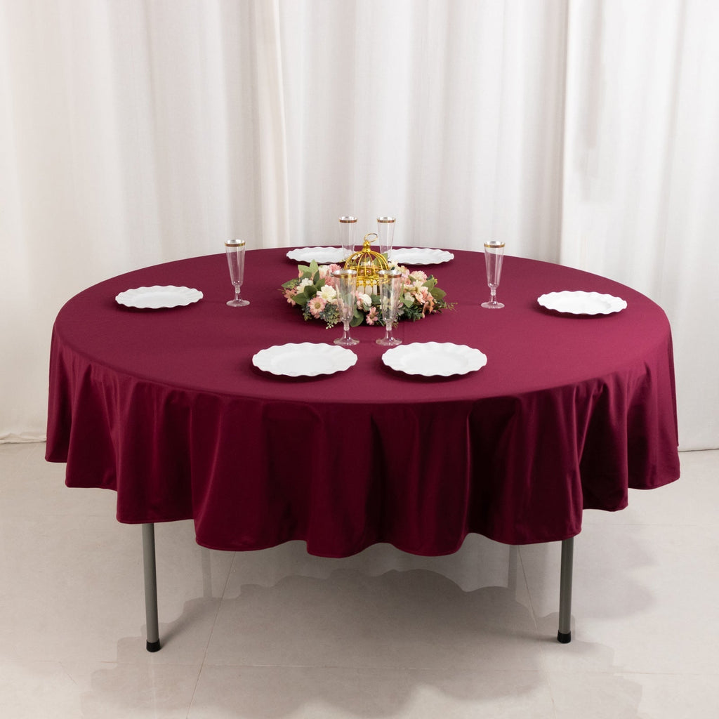 Scuba Round 90" Tablecloth Burgundy - Wrinkle Free & Stain Resistant Table Cover - Bell Racket Store