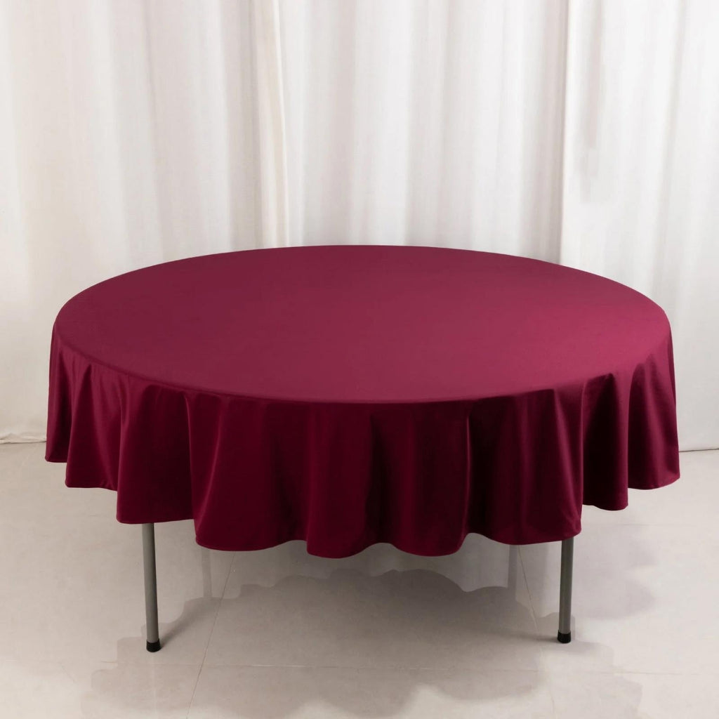 Scuba Round 90" Tablecloth Burgundy - Wrinkle Free & Stain Resistant Table Cover - Bell Racket Store