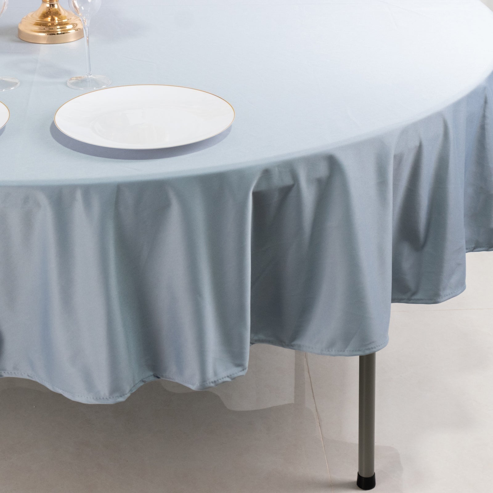 Scuba Round 90" Tablecloth Dusty Blue - Wrinkle Free & Stain Resistant Table Cover - Bell Racket Store