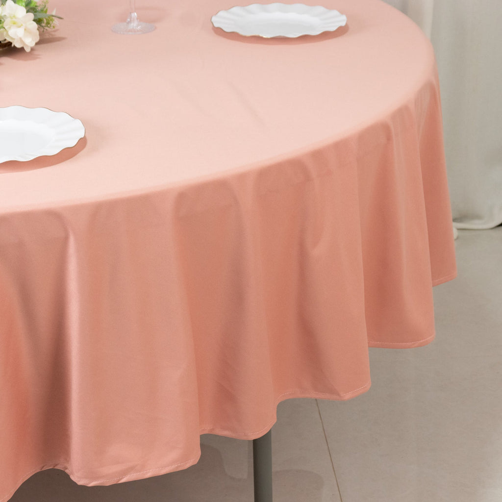 Scuba Round 90" Tablecloth Dusty Rose - Wrinkle Free & Stain Resistant Table Cover - Bell Racket Store