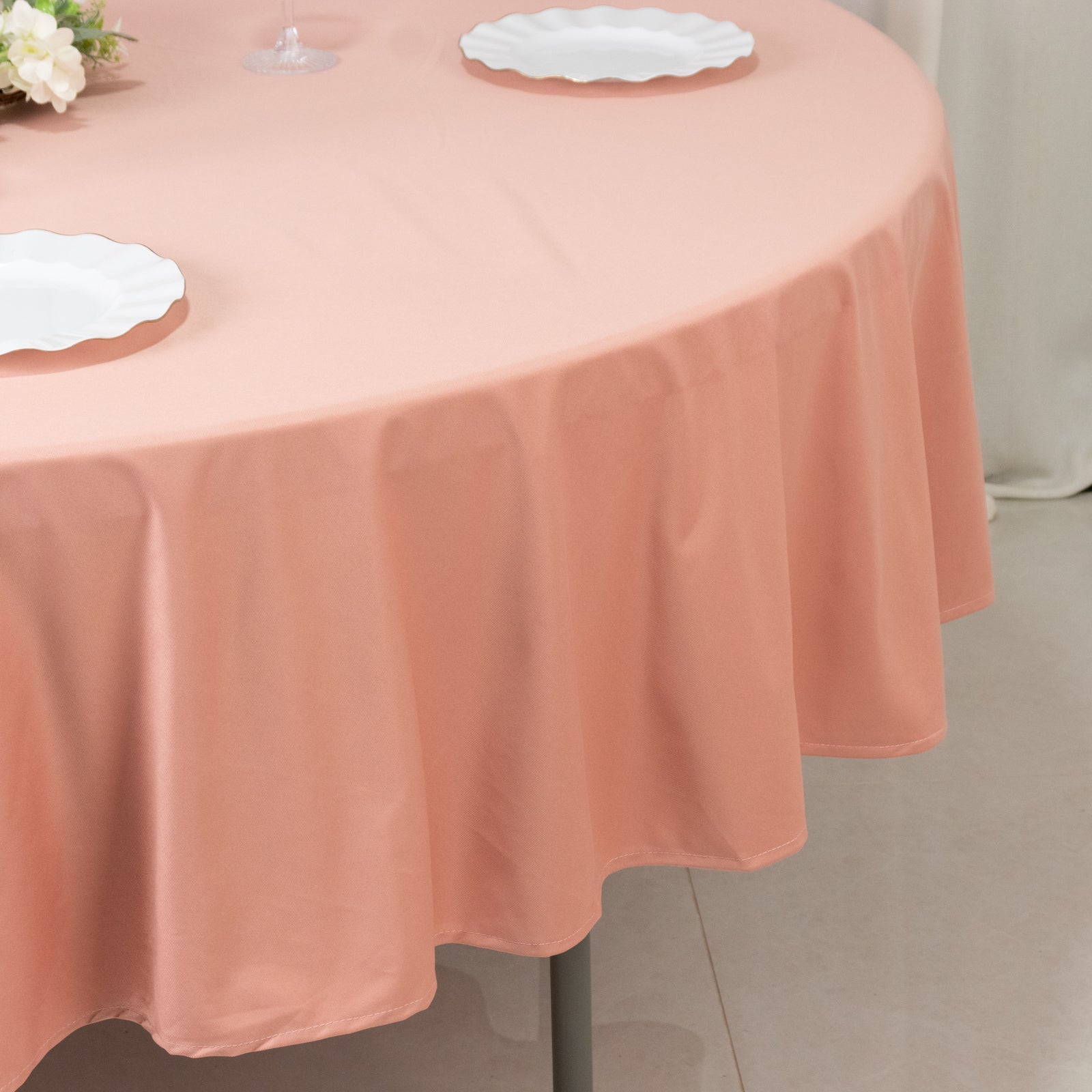 Scuba Round 90" Tablecloth Dusty Rose - Wrinkle Free & Stain Resistant Table Cover - Bell Racket Store