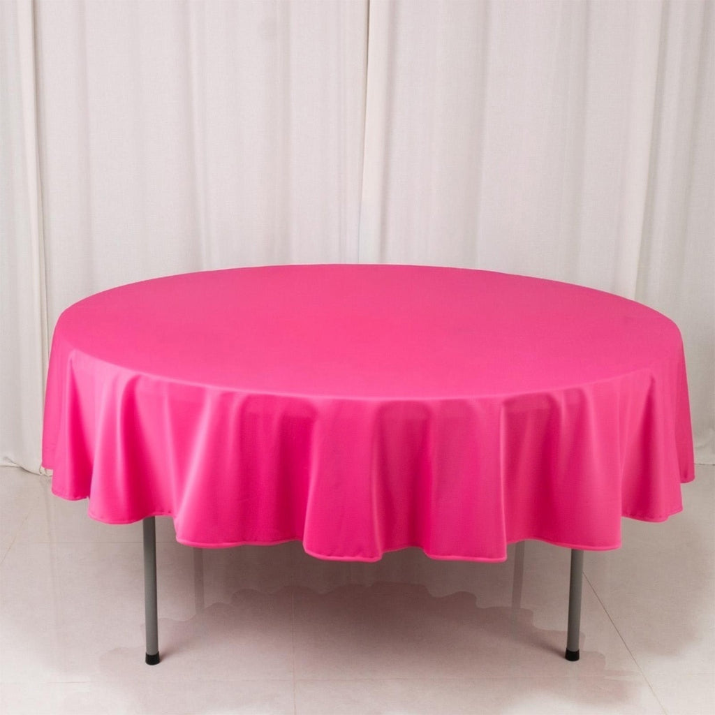 Scuba Round 90" Tablecloth Fuchsia - Wrinkle Free & Stain Resistant Table Cover - Bell Racket Store