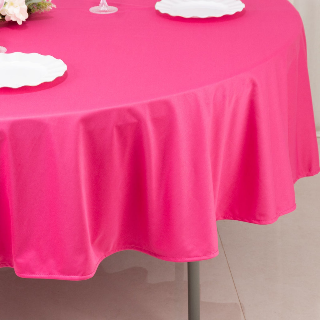 Scuba Round 90" Tablecloth Fuchsia - Wrinkle Free & Stain Resistant Table Cover - Bell Racket Store