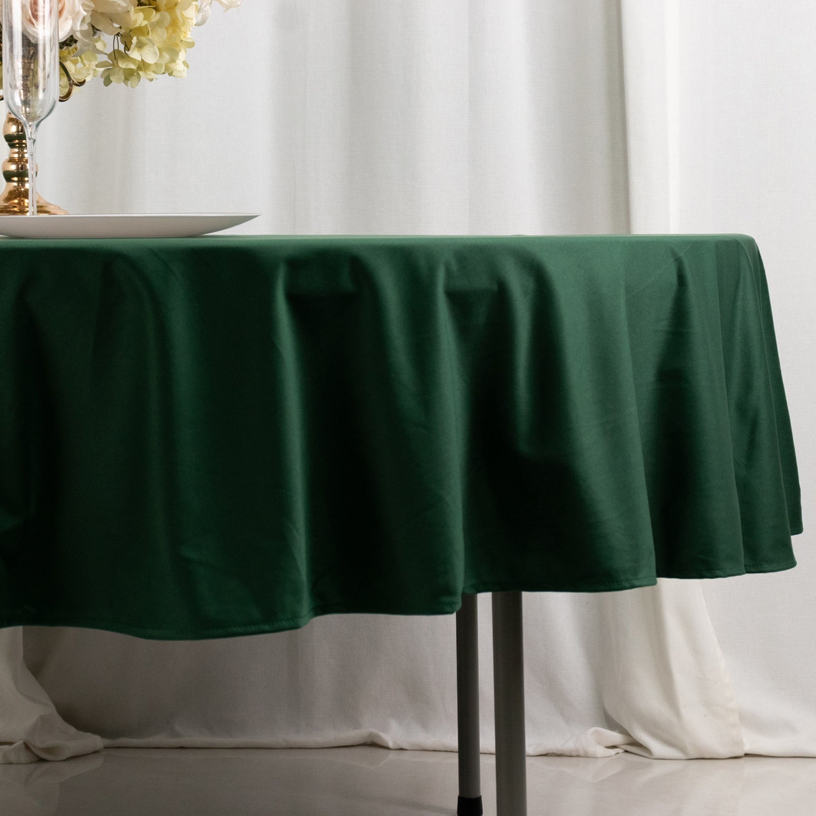Scuba Round 90" Tablecloth Hunter Emerald Green - Wrinkle Free & Stain Resistant Table Cover - Bell Racket Store