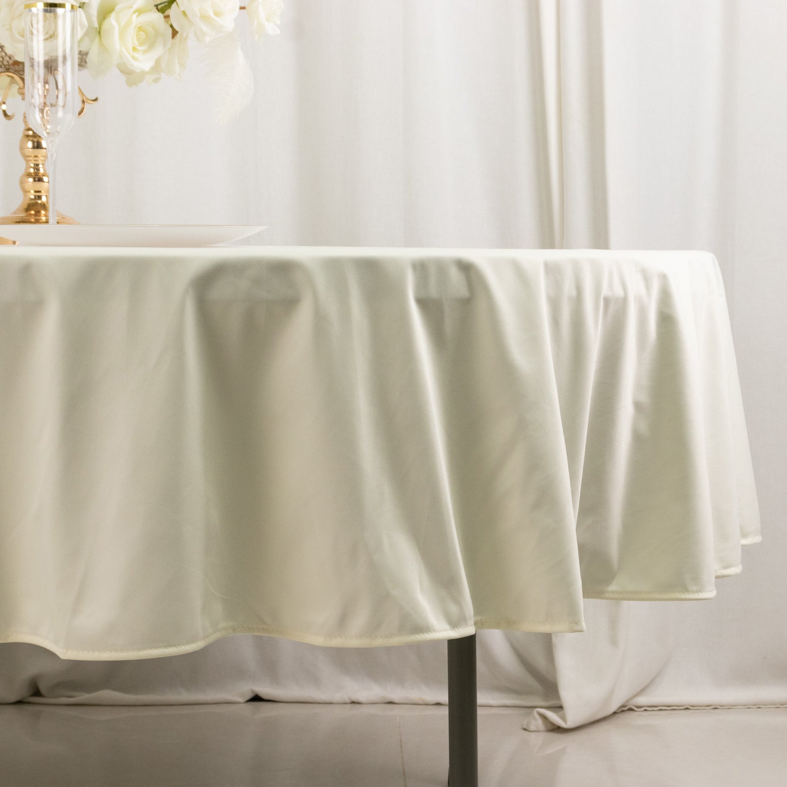 Scuba Round 90" Tablecloth Ivory - Wrinkle Free & Stain Resistant Table Cover - Bell Racket Store