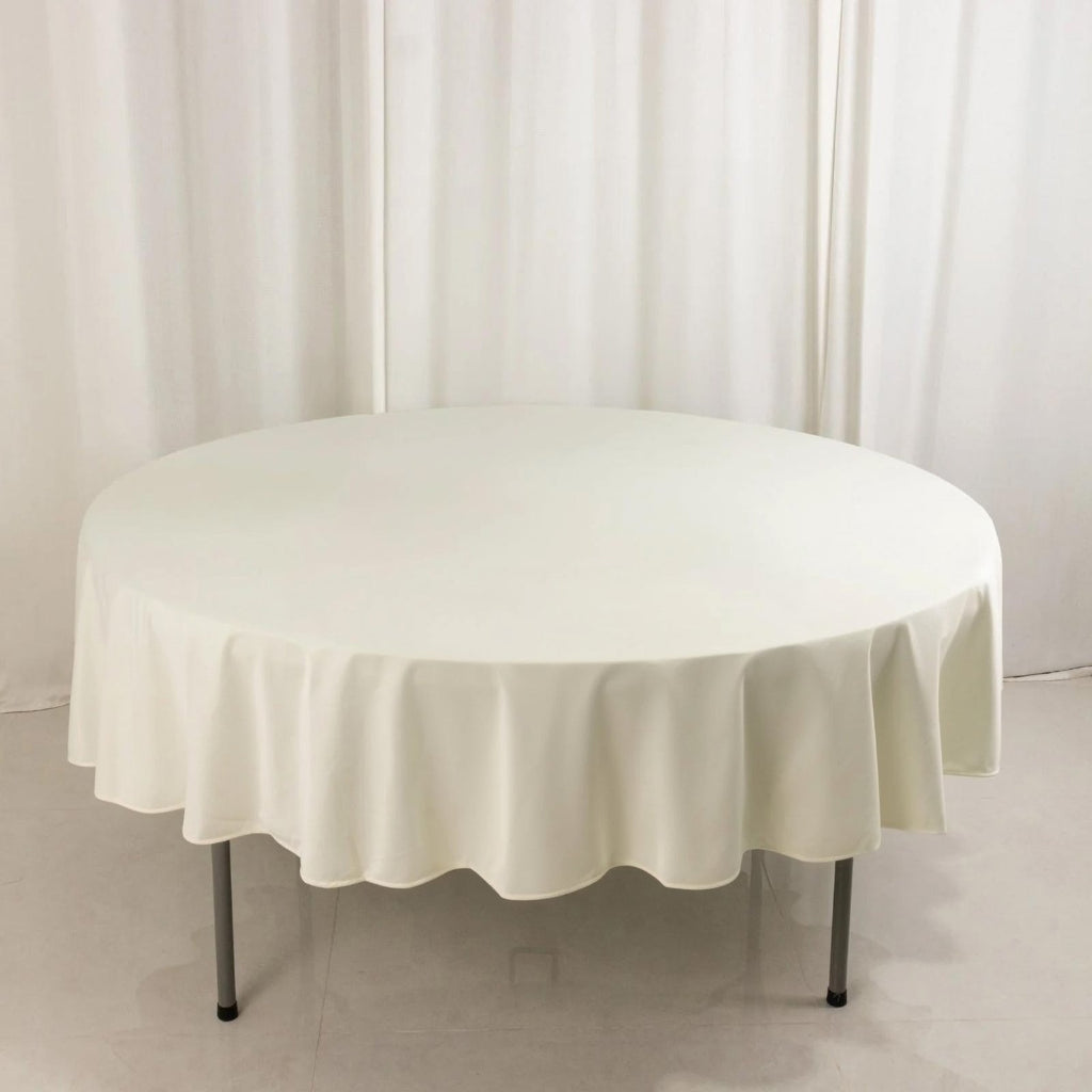 Scuba Round 90" Tablecloth Ivory - Wrinkle Free & Stain Resistant Table Cover - Bell Racket Store