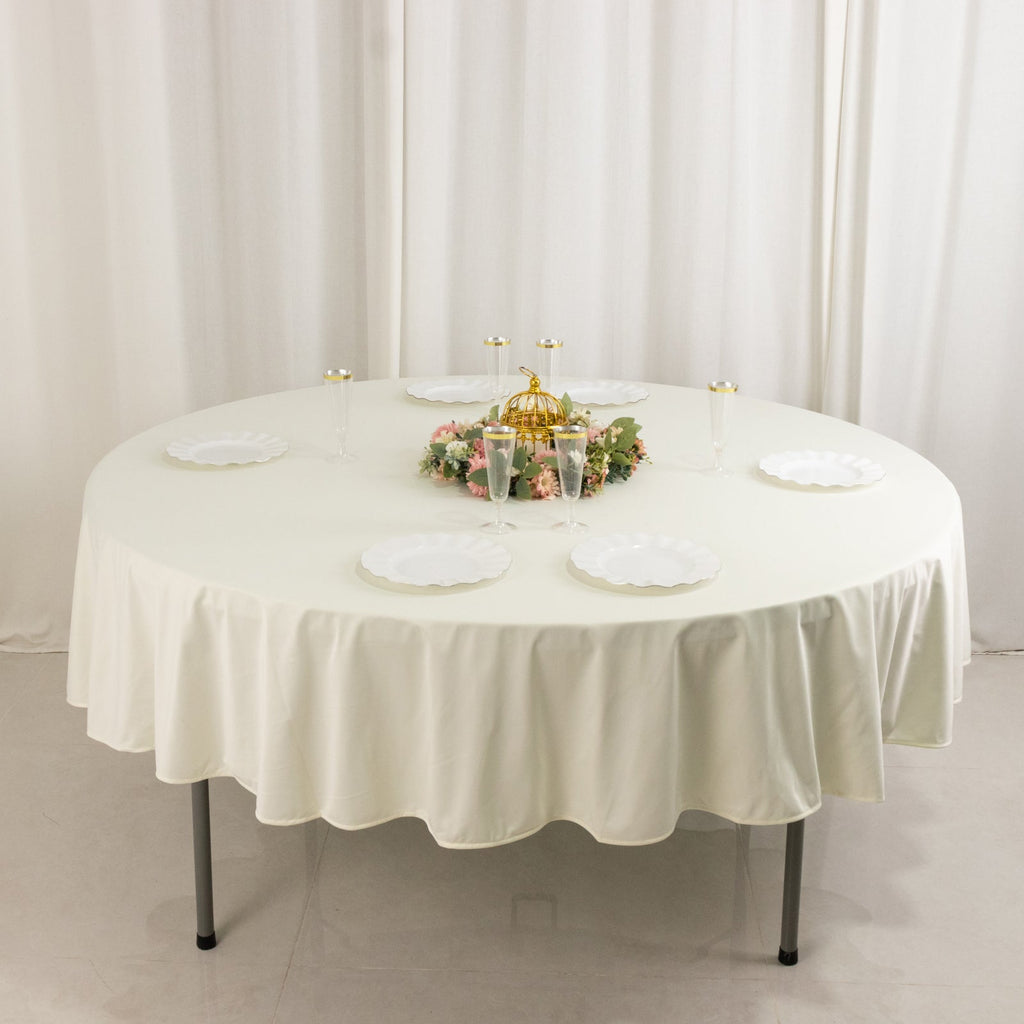 Scuba Round 90" Tablecloth Ivory - Wrinkle Free & Stain Resistant Table Cover - Bell Racket Store