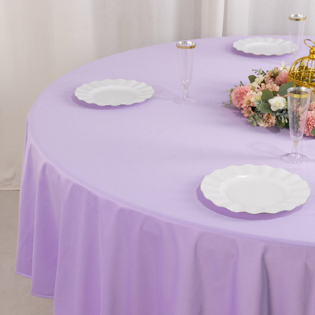 Scuba Round 90" Tablecloth Lavender Lilac - Wrinkle Free & Stain Resistant Table Cover - Bell Racket Store