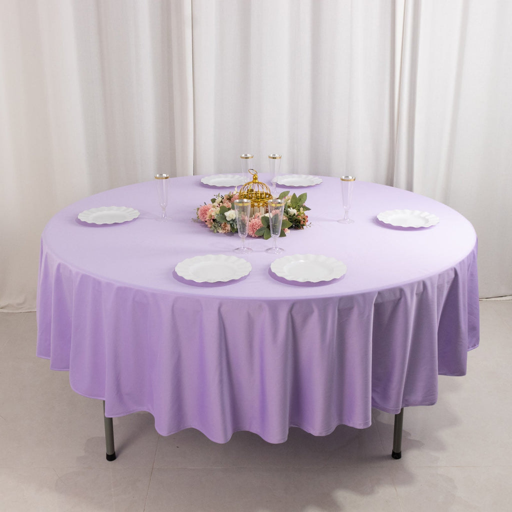 Scuba Round 90" Tablecloth Lavender Lilac - Wrinkle Free & Stain Resistant Table Cover - Bell Racket Store