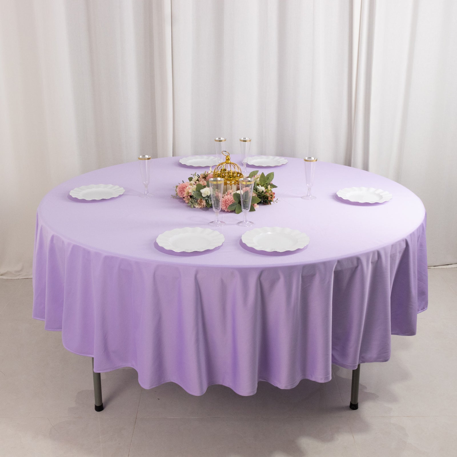 Scuba Round 90" Tablecloth Lavender Lilac - Wrinkle Free & Stain Resistant Table Cover - Bell Racket Store