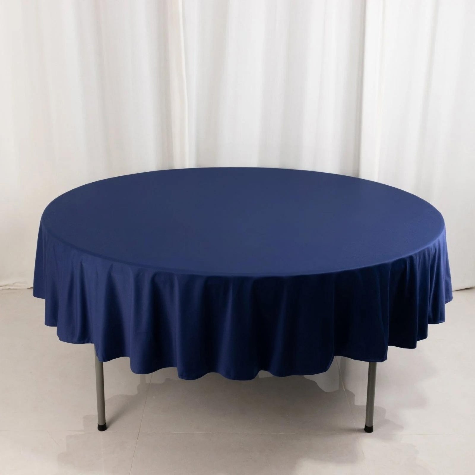 Scuba Round 90" Tablecloth Navy Blue - Wrinkle Free & Stain Resistant Table Cover - Bell Racket Store