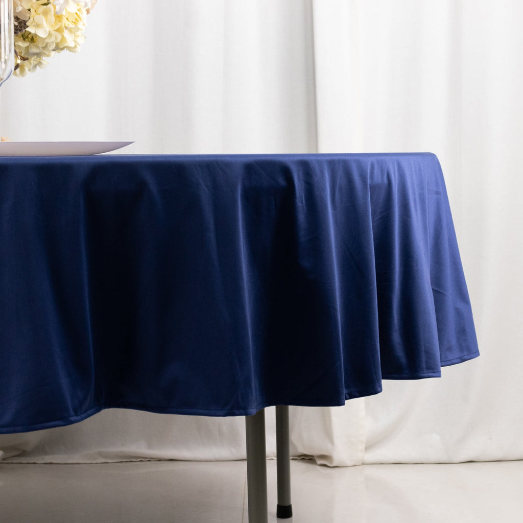 Scuba Round 90" Tablecloth Navy Blue - Wrinkle Free & Stain Resistant Table Cover - Bell Racket Store